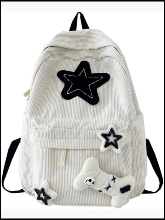 Vintage Corduroy Y2K Star Backpack, Grunge Emo Preppy Daypack for Laptop main image 6